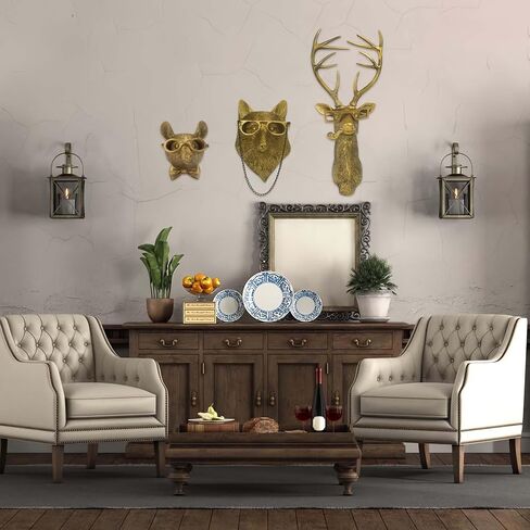 Rabbit Head Resin Animal Wall Mount Art Decor Bronzed Bunny Wall Hanging Ornaments Vintage Art Wall Sculptures Home Decoration for Bedroom Holiday Gifts in Kuwait