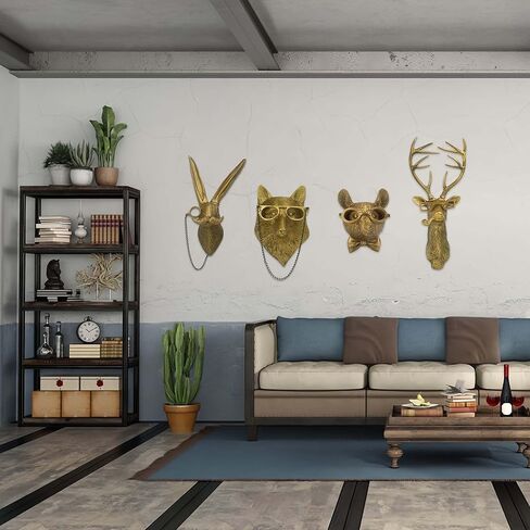 Rabbit Head Resin Animal Wall Mount Art Decor Bronzed Bunny Wall Hanging Ornaments Vintage Art Wall Sculptures Home Decoration for Bedroom Holiday Gifts in Kuwait