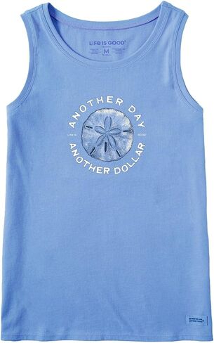 Life is Good. Women's Another Day Another Dollar Crusher Tank, Cornflower Blue in Saudi Arabia