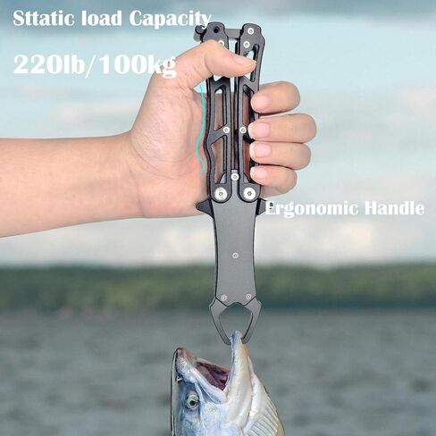 أدوات قابض شفاه السمكة - أداة صيد قابلة للطي مقاس 7 بوصات مع سبائك الألومنيوم، مقابض سمكة محمولة خفيفة الوزن لصيد الأسماك كماشة إزالة الخطاف وإكسسوارات الصيد للصيادين in Kuwait