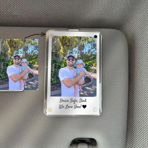 Personalized Car Visor Clip with Photo, Custom for Dad from Son or Daughter, Unique Sentimental Keepsake for Him, Happy Father's Day in Kuwait