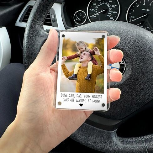 Personalized Car Visor Clip with Photo, Custom for Dad from Son or Daughter, Unique Sentimental Keepsake for Him, Happy Father's Day in Kuwait