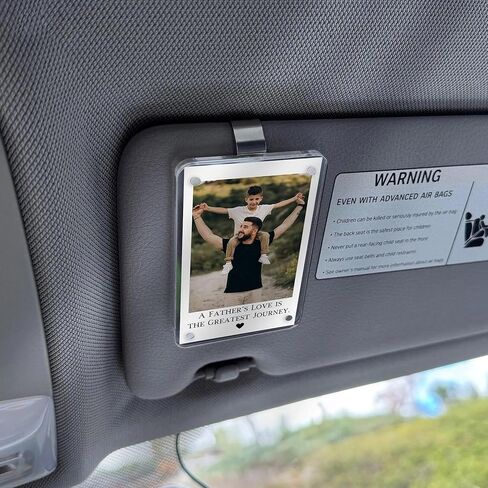 Personalized Car Visor Clip with Photo, Custom for Dad from Son or Daughter, Unique Sentimental Keepsake for Him, Happy Father's Day in Kuwait
