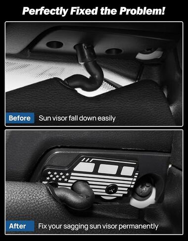 مجموعة Sun Visor Repair ، مقاطع ألومنيوم سبيكة American Flag Flag Sun Fits لـ Wrangler JK 2018 ، JL 2018-2023 ، 2020-2023 Gladiator ، تستخدم لإصلاح مركبة Sun Visor أو Charchain Charms in Saudi Arabia