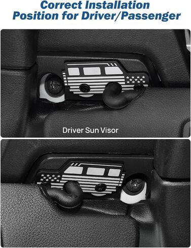 مجموعة Sun Visor Repair ، مقاطع ألومنيوم سبيكة American Flag Flag Sun Fits لـ Wrangler JK 2018 ، JL 2018-2023 ، 2020-2023 Gladiator ، تستخدم لإصلاح مركبة Sun Visor أو Charchain Charms in Saudi Arabia
