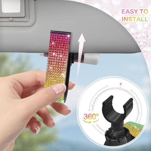 Elegant Rhinestone Chapstick Holder for Car 1 Pack Bling Car Accessories for Women, Sun Visor Lip Balm Organizer with Multi-Color Crystals (Red) in Saudi Arabia