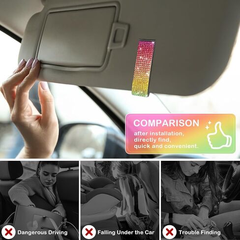 Elegant Rhinestone Chapstick Holder for Car 1 Pack Bling Car Accessories for Women, Sun Visor Lip Balm Organizer with Multi-Color Crystals (Red) in Saudi Arabia
