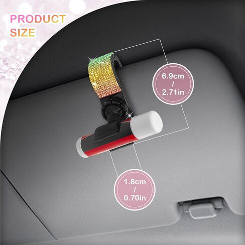 Elegant Rhinestone Chapstick Holder for Car 1 Pack Bling Car Accessories for Women, Sun Visor Lip Balm Organizer with Multi-Color Crystals (Red) in Saudi Arabia