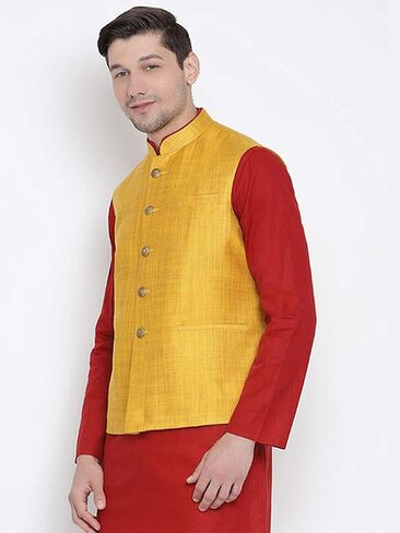 Elina fashion Men's Indian Nehru Jacket || Designer Bandhgala Jodhpuri Sleeve Less ONLY Waistcoat in Saudi Arabia