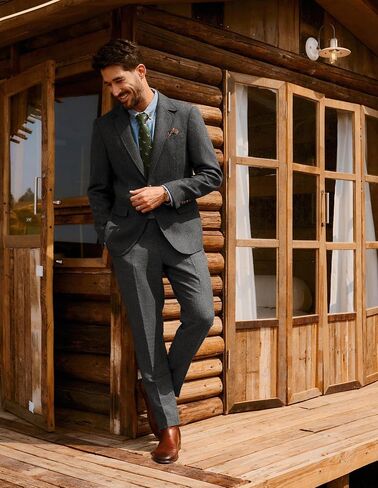 PJ Paul Jones Mens Blazer Vintage Wool Blend Sport Sport Coat Herringbone Tweed Blazer Suit مع جيب مربع in Saudi Arabia