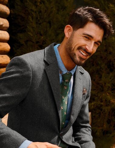 PJ Paul Jones Mens Blazer Vintage Wool Blend Sport Sport Coat Herringbone Tweed Blazer Suit مع جيب مربع in Saudi Arabia