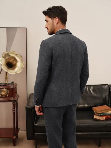 PJ Paul Jones Mens Blazer Vintage Wool Blend Sport Sport Coat Herringbone Tweed Blazer Suit مع جيب مربع in Saudi Arabia