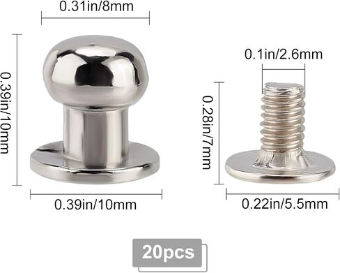 GORGECRAFT 20 Sets 8mm Brass Round Head Button Phillips Screw Stud Rivet Chicago Screw Button Leather Rivets Craft Belt Fastener for DIY Craft Leather Craft Repairs Jackets Wallet, Antique Bronze in Kuwait
