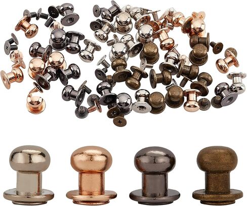GORGECRAFT 20 Sets 8mm Brass Round Head Button Phillips Screw Stud Rivet Chicago Screw Button Leather Rivets Craft Belt Fastener for DIY Craft Leather Craft Repairs Jackets Wallet, Antique Bronze in Kuwait