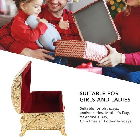 Metal Jewelry Box with Rose Pattern with Antique Flower Carved, Vintage Gold Trinket Organizer Box, Vintage Metal Jewelry Box Rectangle Delicate Pattern Trinket Box with S (Gold) in Kuwait