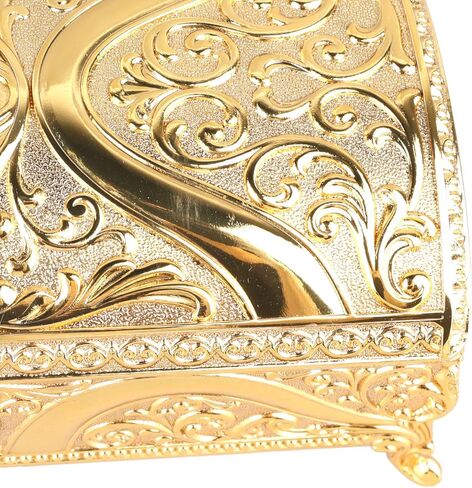 Metal Jewelry Box with Rose Pattern with Antique Flower Carved, Vintage Gold Trinket Organizer Box, Vintage Metal Jewelry Box Rectangle Delicate Pattern Trinket Box with S (Gold) in Kuwait