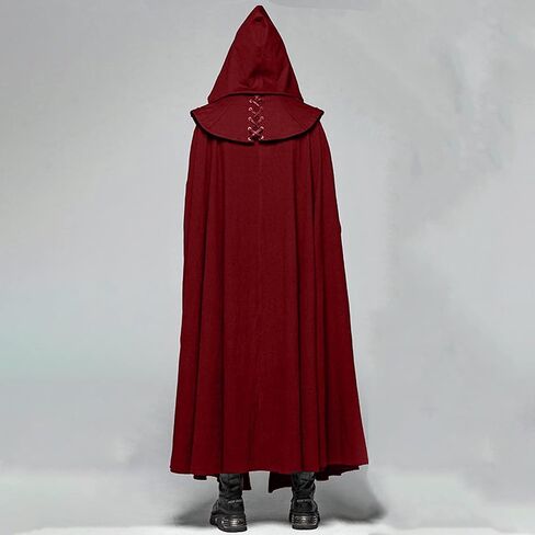 Mens Gothic Hooded Cloak Renaissance Event Long Cloak Robe Cloak for Men Witch Halloween Cosplay Costume in Saudi Arabia