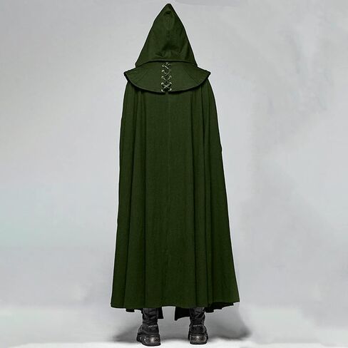 Mens Gothic Hooded Cloak Renaissance Event Long Cloak Robe Cloak for Men Witch Halloween Cosplay Costume in Saudi Arabia