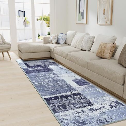 LOCHAS Rug for Living Room, Washable Soft Area Rugs for Bedroom 6x9, Abstract Carpet for Indoor Office Kids Dining Room Nursery Floor, Grey Geometric Vintage Home Decor, Non Slip, Pet Child Friendly in Kuwait