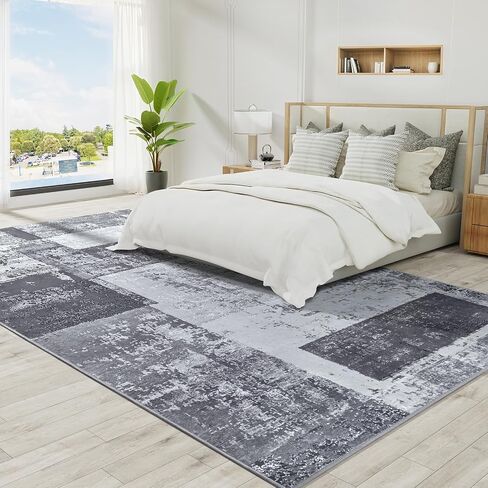 LOCHAS Rug for Living Room, Washable Soft Area Rugs for Bedroom 6x9, Abstract Carpet for Indoor Office Kids Dining Room Nursery Floor, Grey Geometric Vintage Home Decor, Non Slip, Pet Child Friendly in Kuwait