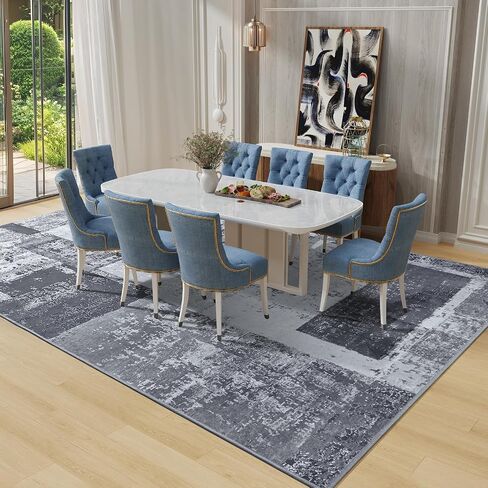 LOCHAS Rug for Living Room, Washable Soft Area Rugs for Bedroom 6x9, Abstract Carpet for Indoor Office Kids Dining Room Nursery Floor, Grey Geometric Vintage Home Decor, Non Slip, Pet Child Friendly in Kuwait