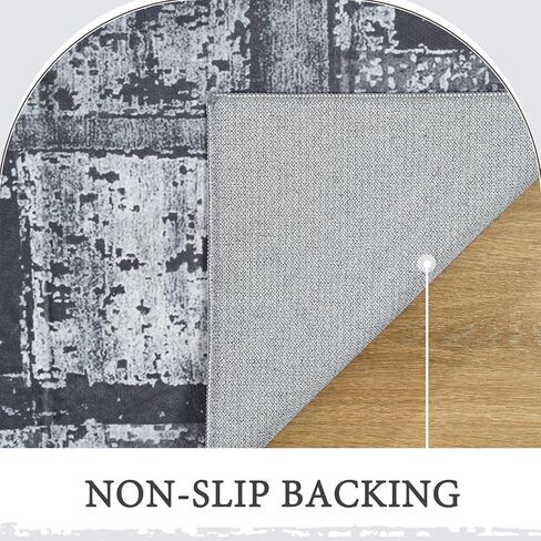 LOCHAS Rug for Living Room, Washable Soft Area Rugs for Bedroom 6x9, Abstract Carpet for Indoor Office Kids Dining Room Nursery Floor, Grey Geometric Vintage Home Decor, Non Slip, Pet Child Friendly in Kuwait