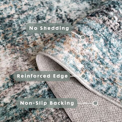 LEPEII 5x7 Area Rugs, Abstract Rugs for Living Room, Indoor Non-Slip Washable Rug for Bedroom, Dining Room, Low Pile Home Decor Neutral Area Rug-Green in Saudi Arabia