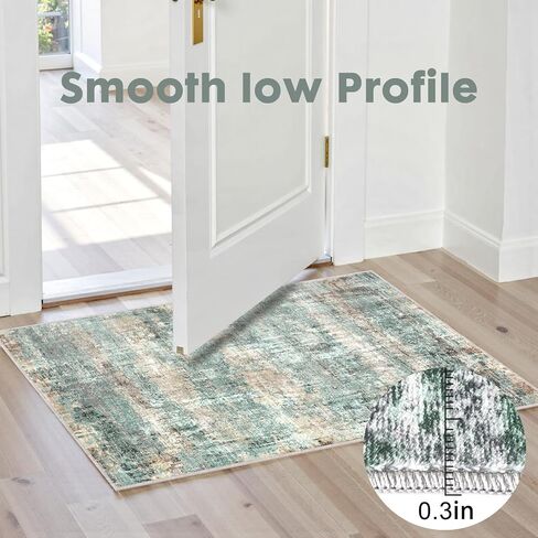 LEPEII 5x7 Area Rugs, Abstract Rugs for Living Room, Indoor Non-Slip Washable Rug for Bedroom, Dining Room, Low Pile Home Decor Neutral Area Rug-Green in Saudi Arabia