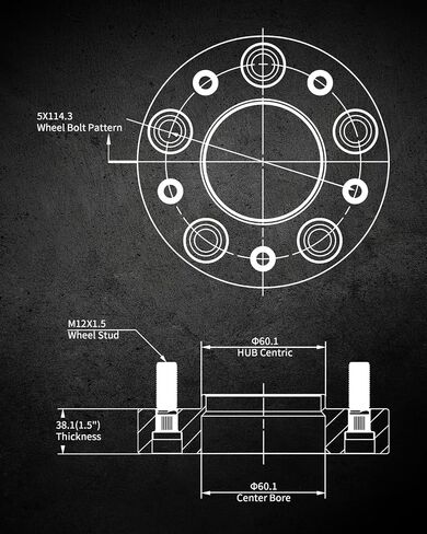 Evil Energy 5x4.5 فواصل العجلات 1 بوصة متوافقة مع لكزس ES 1992-2022 ، لتويوتا تاكوما 2005-2015 ، 5x114.3 ملم hubcentric مع الشفاه 5 lugs 60.1 مم Bore M12x1.5 ترصيع الأسود الأسود in Saudi Arabia