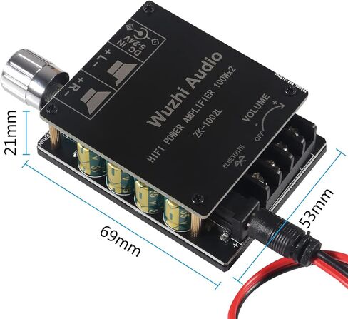 ZK-502H 50W+50W Bluetooth Amplifier Board TPA3116D2 Digital Power Amplifier Audio Amplifier Module Bluetooth 5.0 Dual Channel AMP with AUX/USB/Bluetooth/Flash Drive in Kuwait