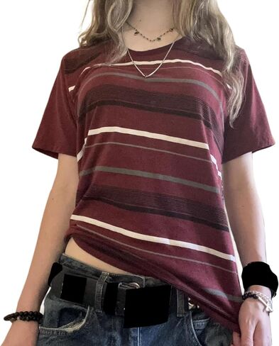 Y2k Grunge Graphic Tees for Women Teen Girls Vintage Goth Aesthetic Baggy Shirts 2000s Emo Tops Summer Clothes in Saudi Arabia