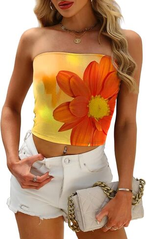 Ofeefan Tube Tops for Women Floral Printed Summer Beach Extits 2025 Ttrendy Fashion in Saudi Arabia