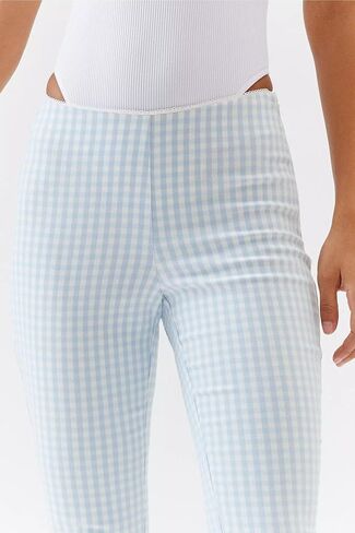Nufiwi Women Gingham Capri Leggings Lene Knee Lene Y2K Frill Frill Hend Broulmed Slim Fit Capris Pants Yoga تمرين in Saudi Arabia