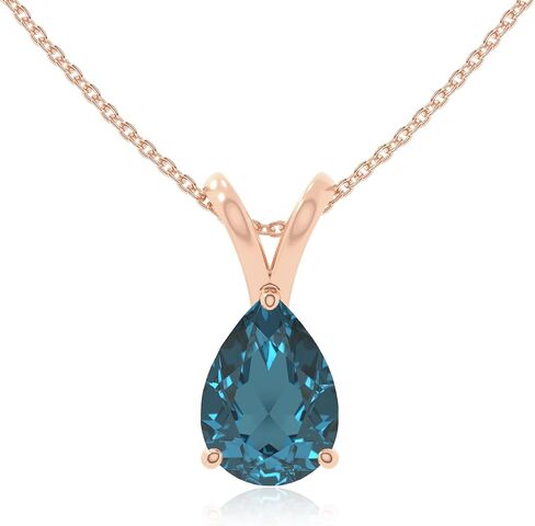 الحجر الأحجار الكريمة الطبيعية v-bale solitaire pendant قلادات للنساء باللون الفضي/18 كيلو الأصفر/الوردي الذهب فيرميل ، هدايا مجوهرات الحجر المولد لعيد ميلادها ، الزفاف ، عيد الميلاد ، التخرج ، عيد الحب in Kuwait