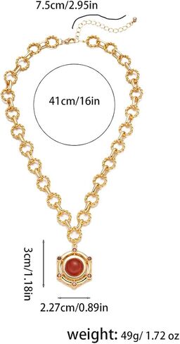 قلادة عقيق من الذهب المطلي 18K بالنساء | بيان قلادة قلادة الأحجار الكريمة | Carnelian ، أخضر ، قلادة سوداء شفاء بلورات عيد ميلاد عيد ميلاد الهدية in Saudi Arabia