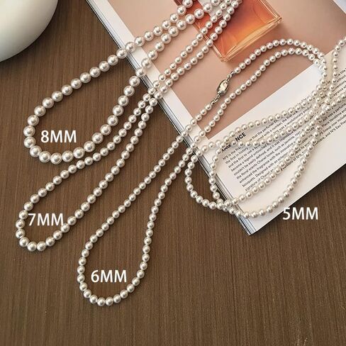 Long Pearl Necklace for women - Elegant Long Necklaces for Women Classic Pearl Choker Necklaces for Women Luxurious Pearl Necklaces for women Timeless Pearls Necklaces for Women Perfect for Weddings Parties Special Occasions in Kuwait