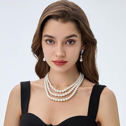 Long Pearl Necklace for women - Elegant Long Necklaces for Women Classic Pearl Choker Necklaces for Women Luxurious Pearl Necklaces for women Timeless Pearls Necklaces for Women Perfect for Weddings Parties Special Occasions in Kuwait