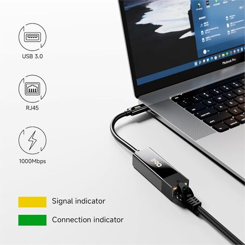 DBIT USB 3.0 to Gigabit Ethernet LAN Network Adapter, RJ45 Internet Adapter Compatible with MacBook, Laptop PC with Windows, XP, Vista, Mac, Linux, Nintendo Switch in Saudi Arabia