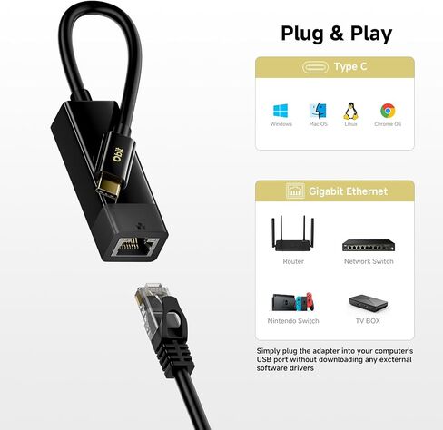 DBIT USB 3.0 to Gigabit Ethernet LAN Network Adapter, RJ45 Internet Adapter Compatible with MacBook, Laptop PC with Windows, XP, Vista, Mac, Linux, Nintendo Switch in Saudi Arabia