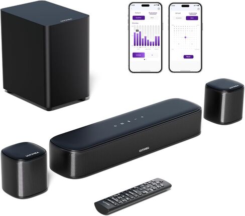 ULTIMEA 7.1ch Virtual Surround Sound Bar, Sound Bar for Smart TV with 4 Surround Speakers, Peak Power 330W, Surround Sound System for TV, App Control, TV Soundbar with Subwoofer, Opt/AUX/BT, Aura A40 in Saudi Arabia