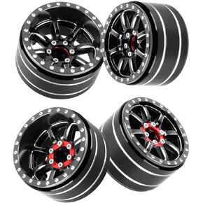 RC 1.9 Beadlock Wheels Adjustable 4 Offsets Rims for 1/10 SCX10 TRX4 Gen8 RC Crawler Car,1.9 Wheels Adjustable 4 Negative Offsets Rims,Black