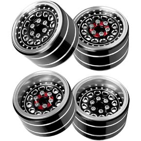 RC 2.2 Beadlock Wheels Adjustable 4 Offsets Rims for Axial 1/10 SCX10 AMG 6x6 TRX4 Redcat Gen8 Redcat Everest gen 7 Pro RC Crawler Car,Black