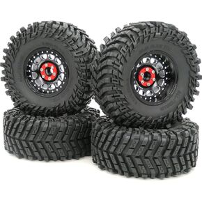 hobbysoul Height 5.0''/127mm Tires 2.2 tyres & 2.2 Beadlock Wheels Adjustable 4 Offsets Rims Black Fit for RC Mud Crawler Trail Gen8 Everest 10 gen 7 Pro/Axial Capra Wraith, (4-Pack, Assembled)