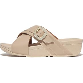 FitFlop™ Women's Lulu Crystal-Buckle Leather Cross Slide Sandal in Saudi Arabia