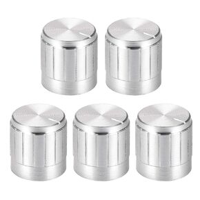uxcell 5pcs Potentiometer Knob Knurled Shaft Siver Tone Aluminum 6mm Shaft Dia. Rotary Knob 17mmx17mm Volume Control Knob