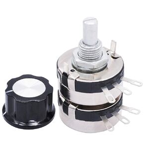 TWTADE /WTH118-2W 470K ohm Dual Gang Potentiometer Carbon Linear Variable Turn Rotary Potentiometer + A03 knob