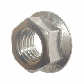 3/8-24 Serrated Flange Hex Lock Nuts, Stainless Steel 304, Bright Finish, Quantity 25 by Fastenere