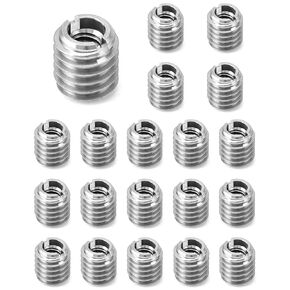 QWORK Stainless Steel Threaded Insert for Hard-Wood, 10-24 Internal Threads 20 Pack 0.5" Long Nut Inserts for Hardwoods, Softwoods, Plywood and Composites
