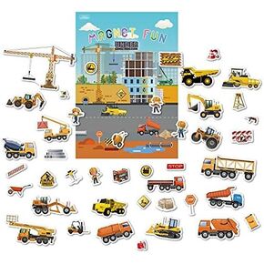 Magnetic Portable Playboard Construction Site Engineering Vehicles (44 Pcs)
