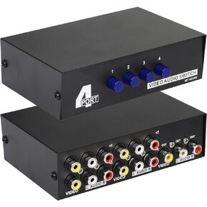 CERRXIAN 4-Way RCA Switch AV Switch,4 in 1 Out L/R Audio Composite Video Switcher Selector Box for DVD Player VCR VHS AV Receiver